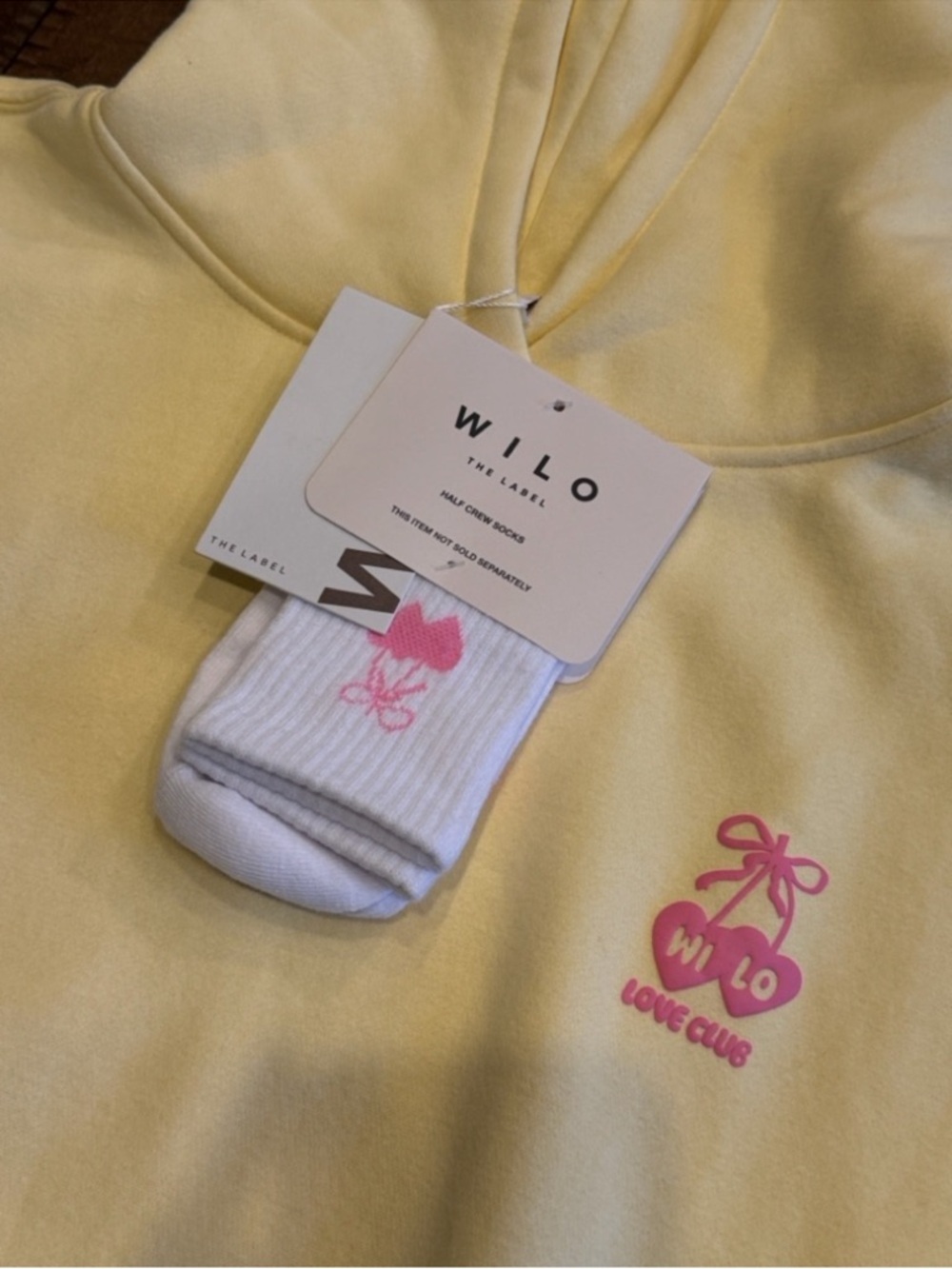 Wilo The Label Love Club Hoodie, Leggings and Sock Set Yellow Pink M NWT - Picture 9 of 11